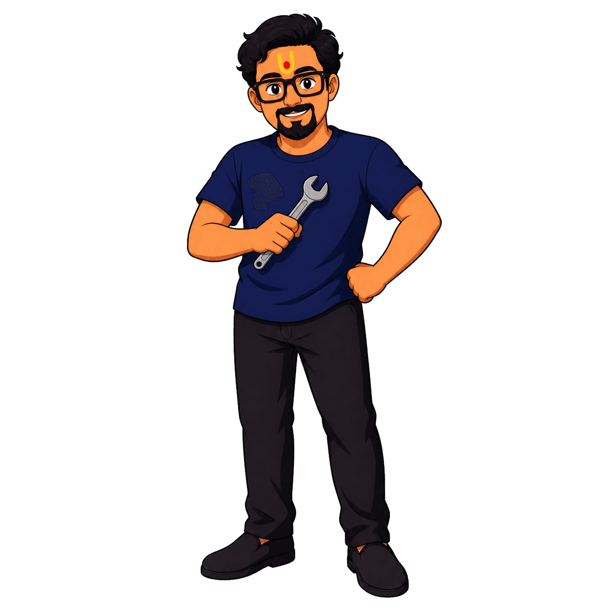 Cartoon of Parth holding a wrench.
