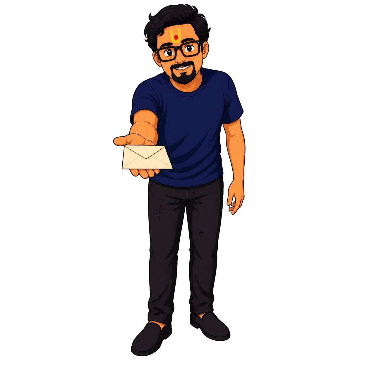 Parth holding an envelope